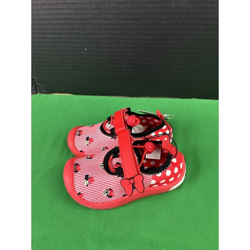 Disney Minnie Mouse Toddler Girls Red Water Shoes Size 13/1 Polka Dot Slip-On